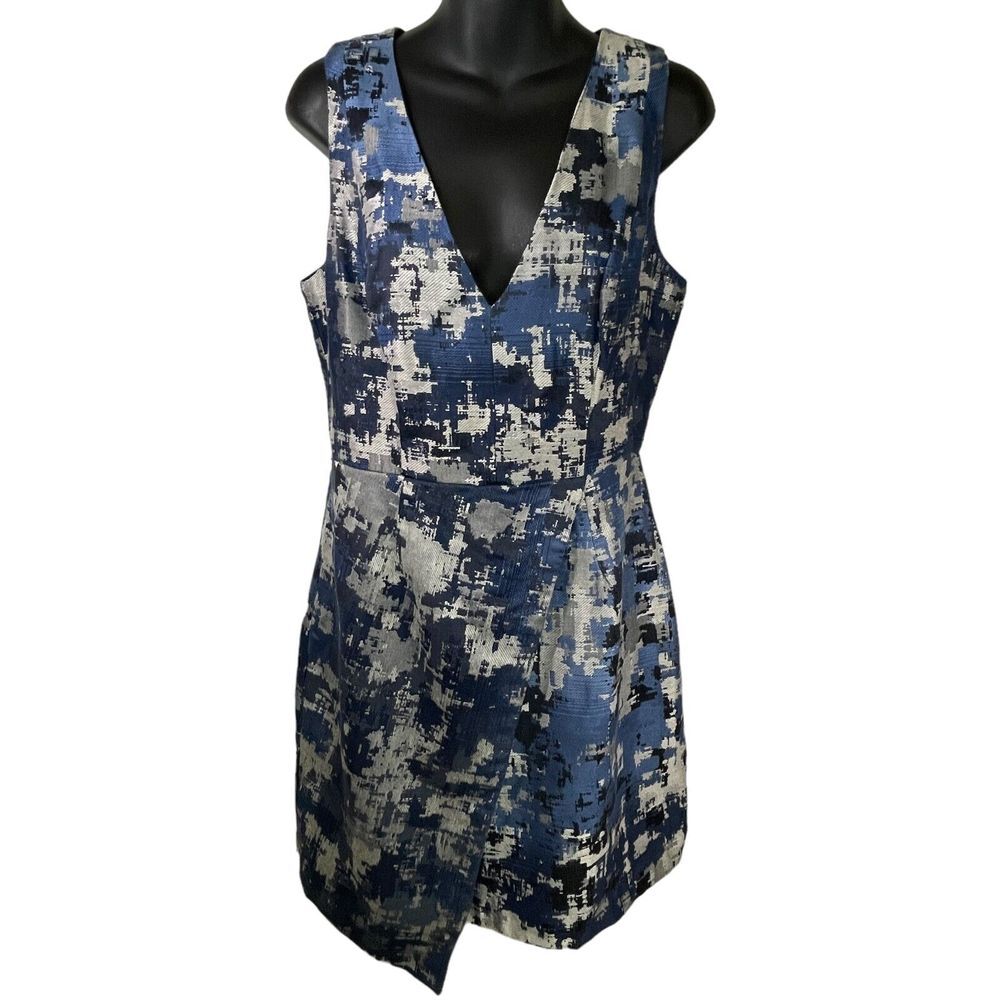 Hutch Anthropologie Jacquard Mini Asymmetrical V Neck Faux Wrap Dress Size 8